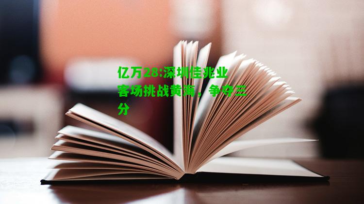 亿万28:深圳佳兆业客场挑战黄海，争夺三分